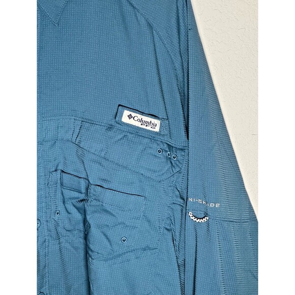 Columbia PFG Airgill Solar ZERO Shirt Blue Mens Sz XXL Long Sleeve Good Cond - Picture 2 of 7